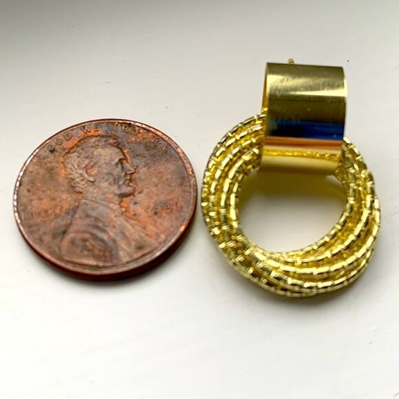 Marais Gold Tone Twisted Doorknocker Earrings - Picture 7 of 8